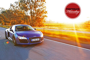 2013 Audi R8 side front driving sunset