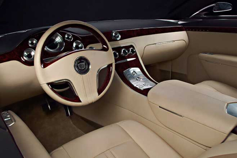 The Cadillac interior was covered in leather, wood and aluminium.