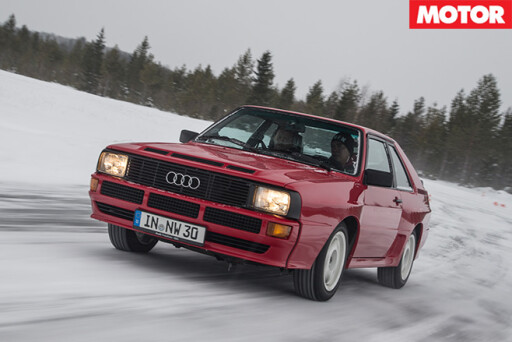 Audi s1 quattro driving in the snow