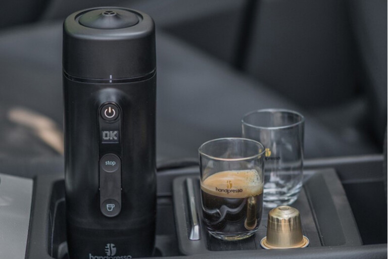 handpresso coffee machine in car