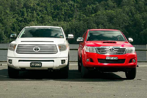 Toyota-Tundra-Crewmax-vs-Toyota-Hilux-SR5-double-cab-both