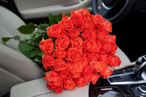 Roses On Car Seat Jpg