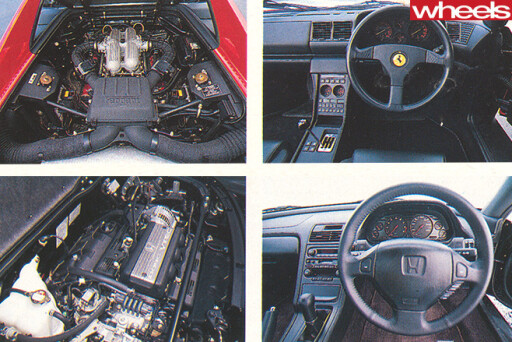 Ferrari -vs -Honda -NSX-interior -and -engine