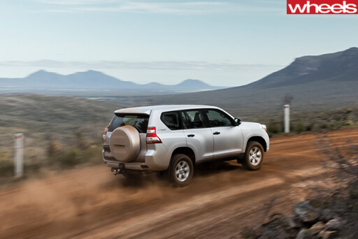 Toyota -Prado -driving -on -dirt -rear -side