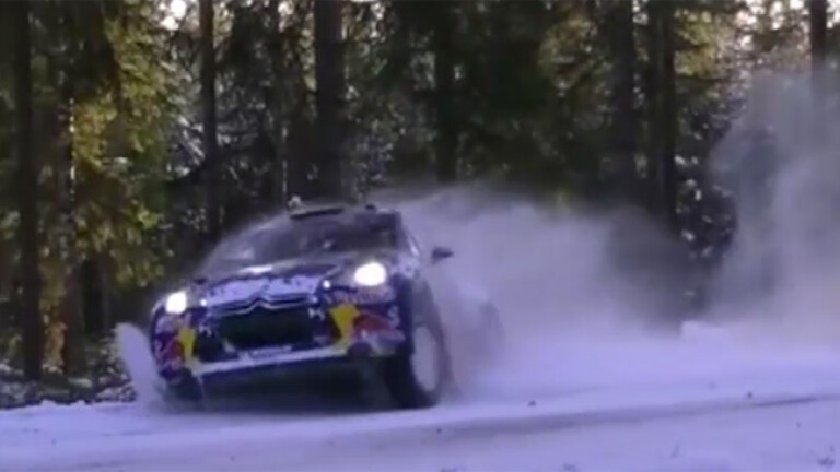 Rally driver narrowly avoids disaster in the snow