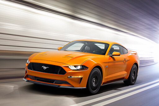 Orange Ford Mustang V8 GT with Performance pack