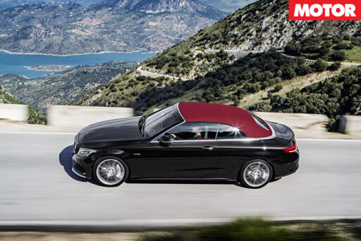 Mercedes-AMG C43 Cabriolet driving with top up