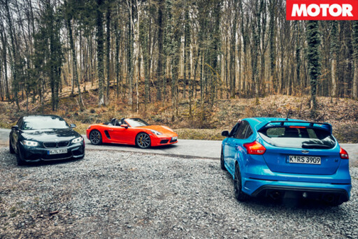 BMW M2 vs Porsche Boxster S vs Ford Focus RS