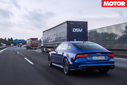 Driving Audi rS7 on a german freeway