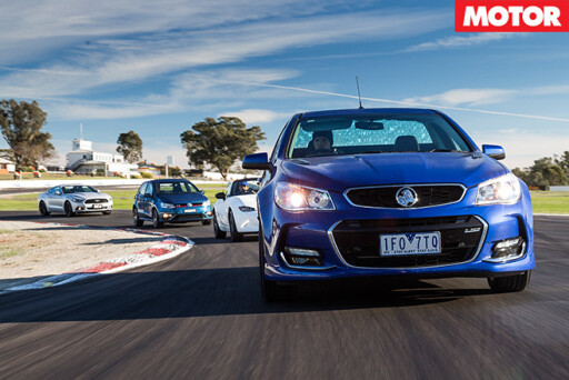 Holden SS ute driving front