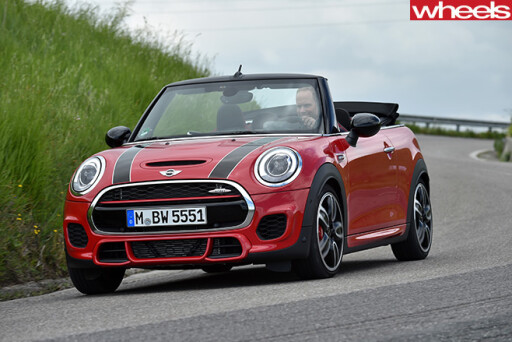 Mini -JCW-convertible -front -side -driving