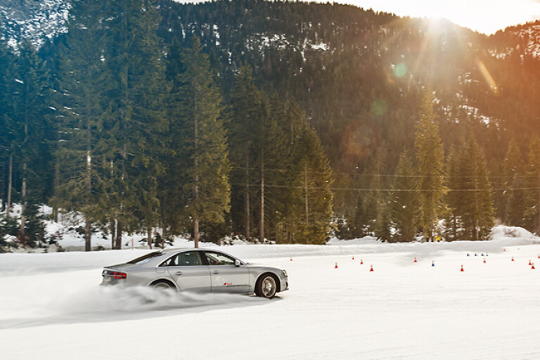 Audi Driving Experience - silver Audi on ice
