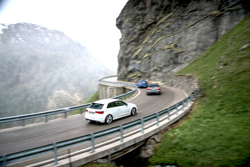Audi S3 vs BMW M135i vs Mercedes A45 AMG on road.jpg