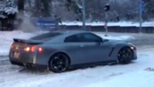 Supercars stuck in snow