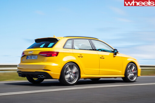 Audi -S3-driving -rear -side