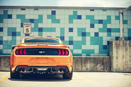 2018 Ford Mustang orange rear