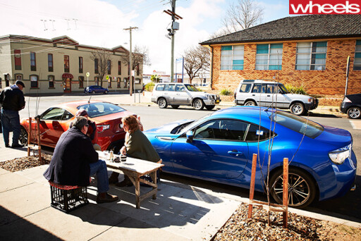 Subaru -BRZ-parked -outside -cafe