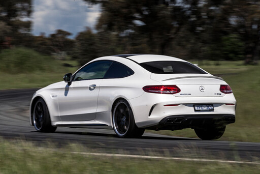 Mercedes-AMG C63 S coupe rear driving