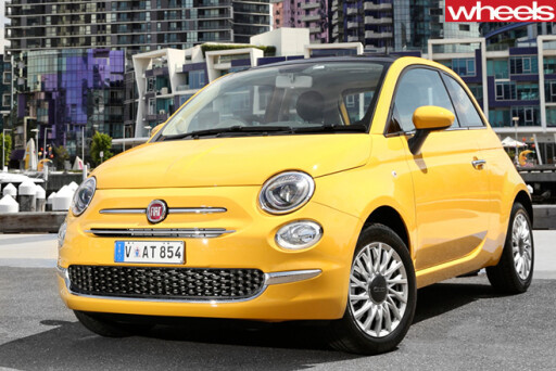 Yellow -Fiat -500-front -side