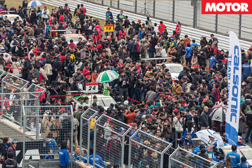Crowds in the pits