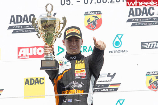 Australia -Formula -4-racing -driver -Joey -Mawson -celebrates
