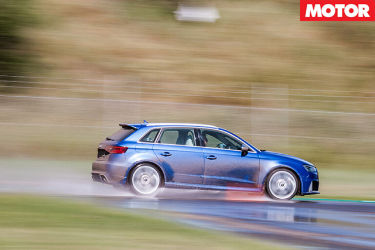 Audi rs3 driving fast on water