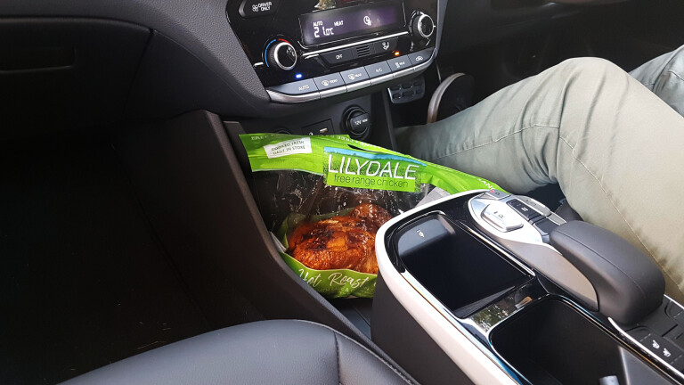 Hyundai Ioniq interior chicken bag