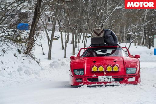Ferrari F40 front driving on snow