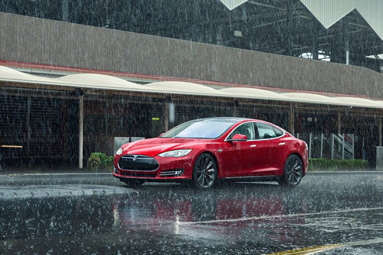 Tesla Model S rain